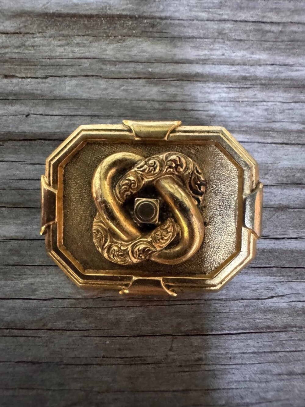 Vintage FREIRICH Gold Tone Knot Brooch Signed Victorian Revival Pin 1.5”